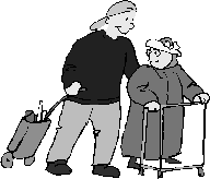 Man helping old lady